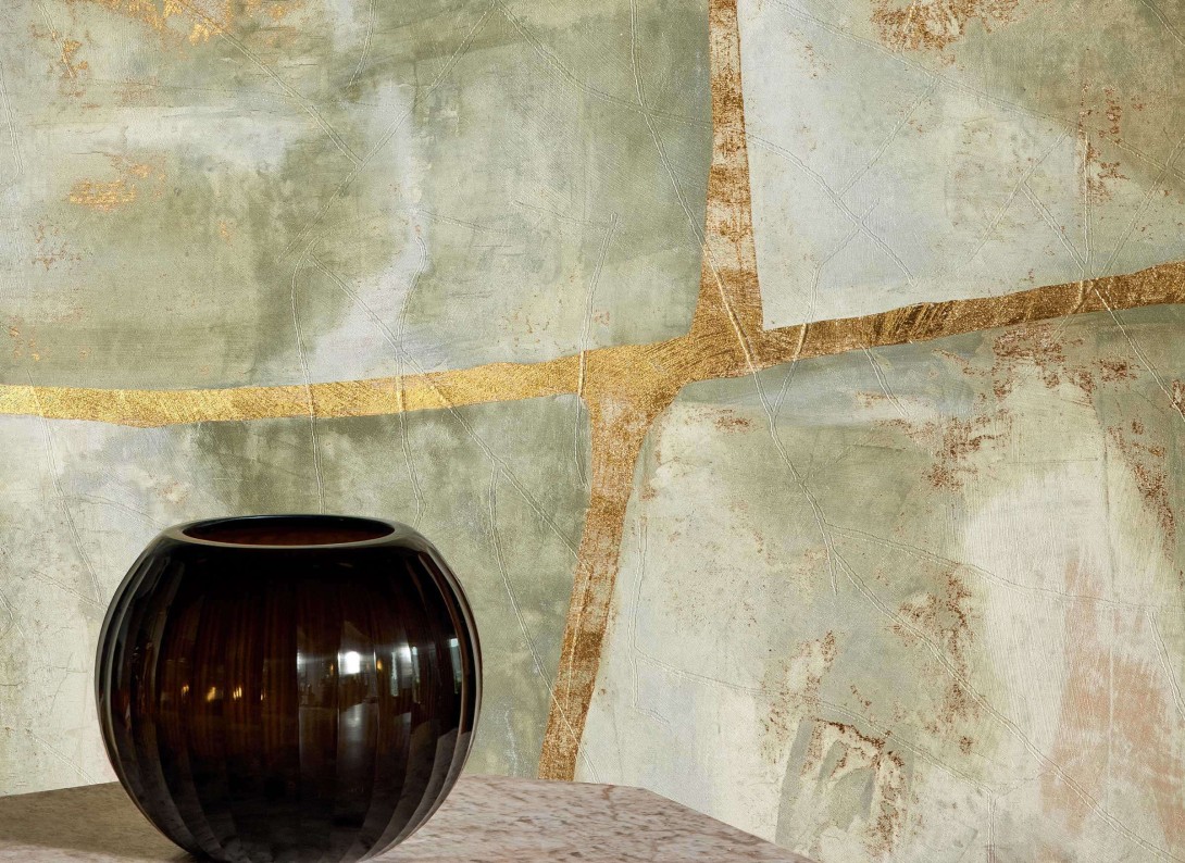 Elitis VP 1022 01 Sauvages Leopard - mural w organiczny złoty wzór