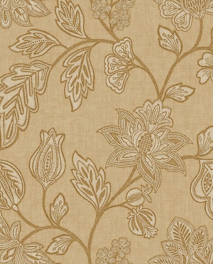 Eijffinger 350661 Amber - tapeta w stylizowane liście i kwiaty na tle imitującym tkaninę