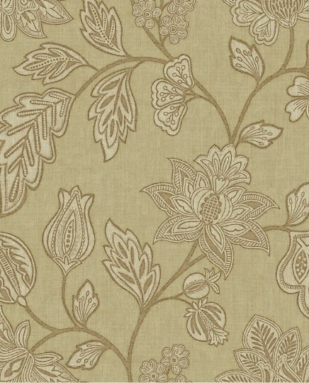 Eijffinger 350662 Amber - tapeta w stylizowane liście i kwiaty na tle imitującym tkaninę