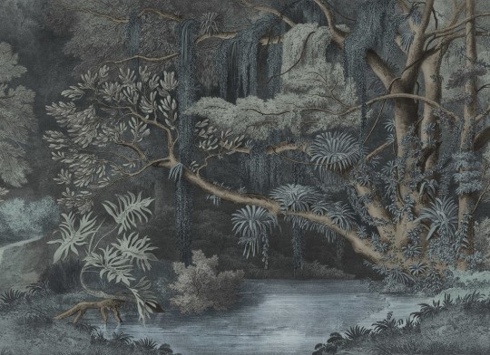 Rebel Walls R20476 Pops Secret Walls Repeatable Light Blue – mural w tropikalny krajobraz