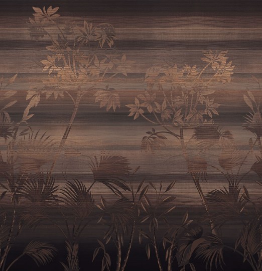 London Art 25038 1 Exclusive Wallpaper 25 Emberwood Symphony - mural w liście i paski