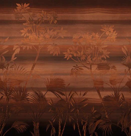 London Art 25038 3 Exclusive Wallpaper 25 Emberwood Symphony - mural w liście i paski