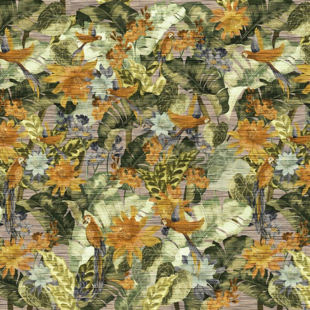 Zambaiti Parati Z57780 Architexture 2 - mural w papugi i egzotyczne kwiaty