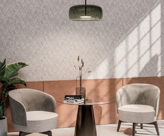 Zambaiti Parati Z42646 Eterea - tapeta imitująca tynk z motywem kratownicy