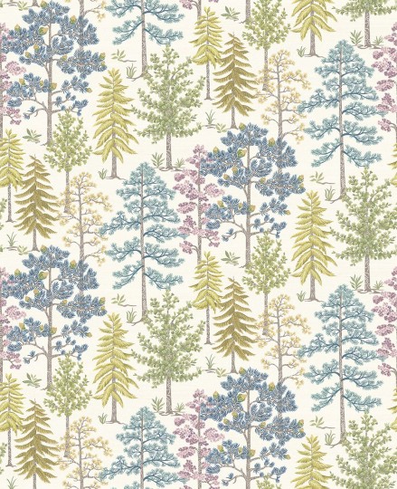 Osborne & Little W8030-03 Ananda Vana Aqua/Heather – tapeta europejski las