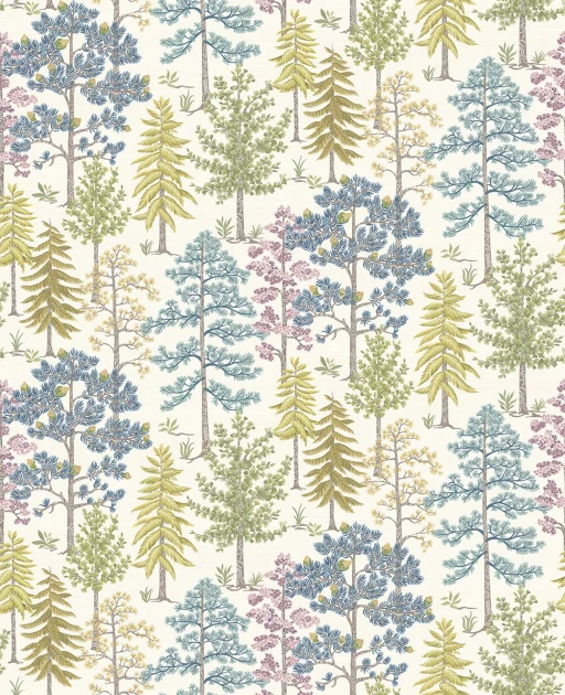 Osborne & Little W8030-03 Ananda Vana Aqua/Heather – tapeta europejski las