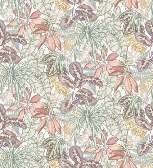 Osborne & Little W8032-01 Ananda Hothouse Lichen/Blush – tapeta liście egzotyczne