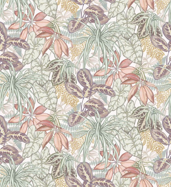 Osborne & Little W8032-01 Ananda Hothouse Lichen/Blush – tapeta liście egzotyczne