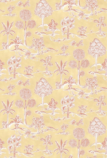 Osborne & Little W8033-03 Ananda Karuna Dandelion/Terracotta – tapeta tropikalne drzewa