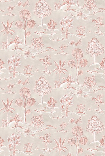 Osborne & Little W8033-04 Ananda Karuna Grey/Terracotta – tapeta tropikalne drzewa