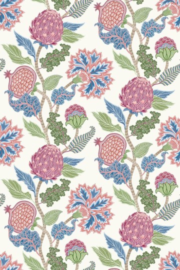 Osborne & Little W8034-01 Ananda CynaraRaspberry/Cobalt – tapeta egzotyczne owoce