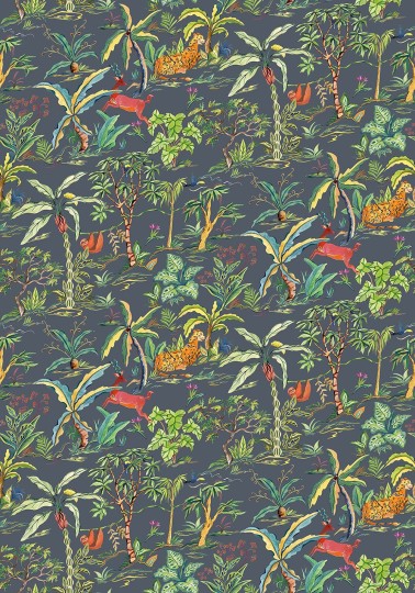 Osborne & Little W8036-01 Ananda Salendo Midnight/Apple - tapeta dżungla