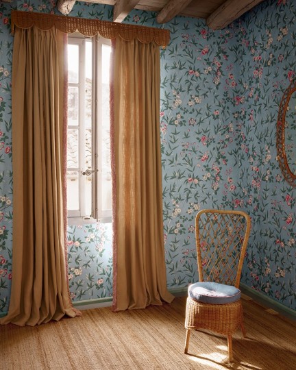 Manuel Canovas 03120-02 Papiers Peints Vol. 9 Haru Or - tapeta tekstylna w roślinny wzór chinoiserie