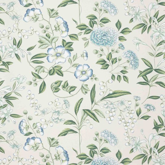 Manuel Canovas 03121-01 Papiers Peints Vol. 9 Coromandel Aqua - tapeta tekstylna w kwiaty