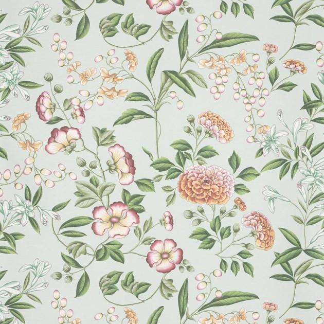 Manuel Canovas 03121-02 Papiers Peints Vol. 9 Coromandel Celadon - tapeta tekstylna w kwiaty
