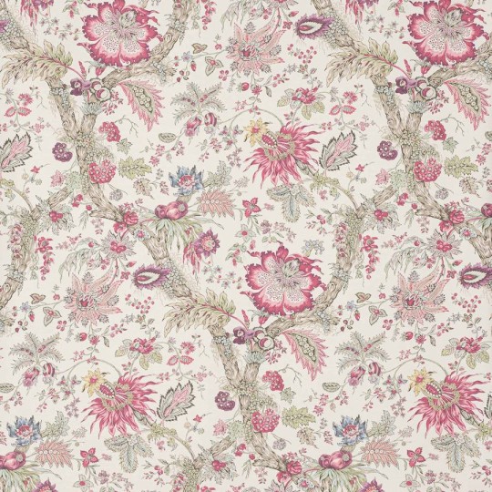 Manuel Canovas 03122-01 Papiers Peints Vol. 9 Adelaide Cerise - tapeta tekstylna w egzotyczne kwiaty i rośliny