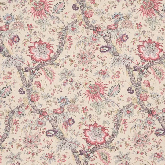 Manuel Canovas 03122-02 Papiers Peints Vol. 9 Adelaide Violine - tapeta tekstylna w egzotyczne kwiaty i rośliny