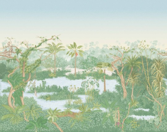Manuel Canovas 03126-01 Papiers Peints Vol. 9 Borneo Printemps - mural w egzotyczne rośliny i ptaki