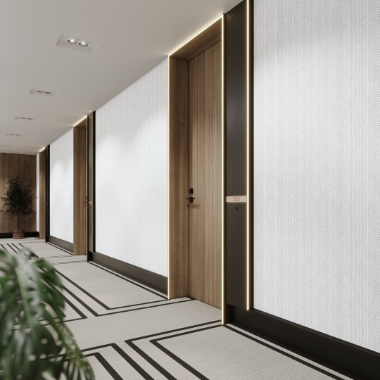 Vinylpex W31426.103.001 Lana - tapeta obiektowa w pasy z jodełką biała