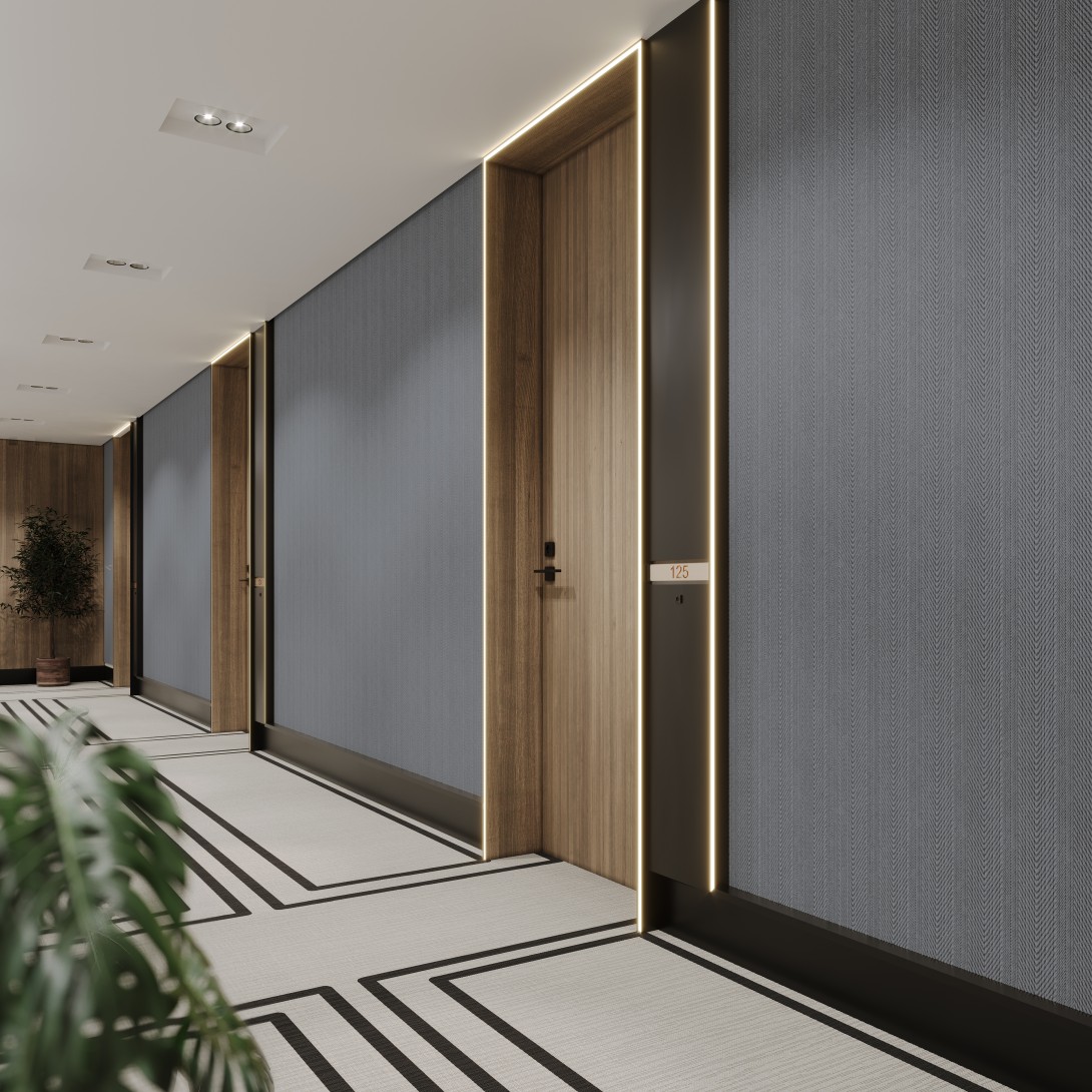 Vinylpex W31426.103.003 Lana - tapeta obiektowa w pasy z jodełką szara