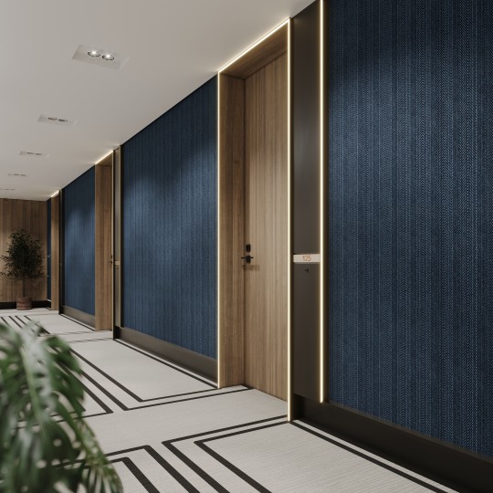 Vinylpex W31426.103.004 Lana - tapeta obiektowa w pasy z jodełką granatowa