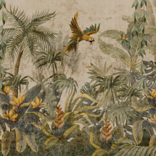 Zambaiti Parati Z77578 Savana - mural w papugi i egzotyczną roślinność