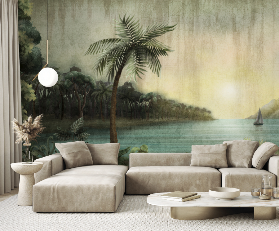 Zambaiti Parati Z77579 Savana - mural w palmy i morze