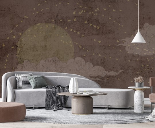 Zambaiti Parati Z77583 Savana - mural w słońce i ptaki