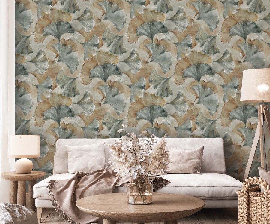 Zambaiti Parati Z77591 Savana - mural w liście ginkgo