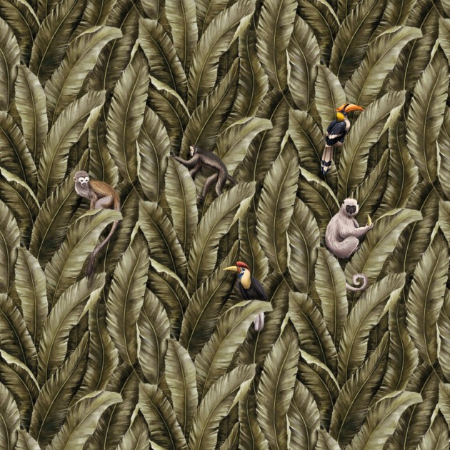 Zambaiti Parati Z77595 Savana - mural w egzotyczne liście i zwierzęta