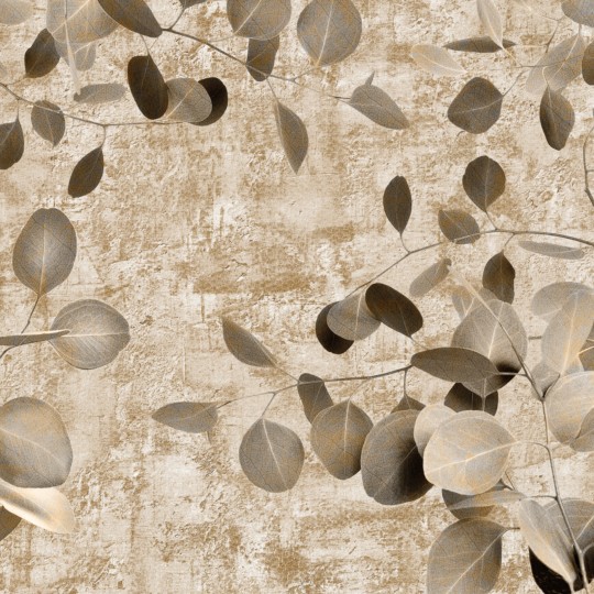 Zambaiti Parati Z77597 Savana - mural w liście eukaliptusa na surowym tle