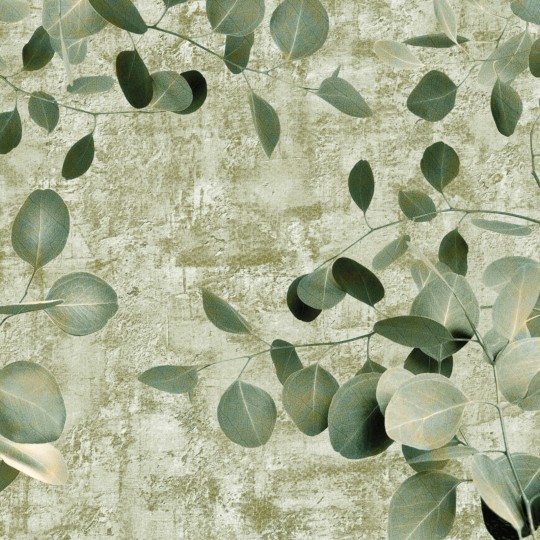 Zambaiti Parati Z77598 Savana - mural w liście eukaliptusa na surowym tle