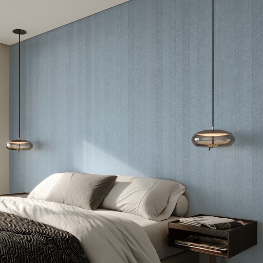 Vinylpex W18426.102.018 Pino - tapeta obiektowa w jodełkę niebieska