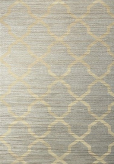 Thibaut T83033 Natural Resource 2 Carolyn Trellis Silver - tapeta strukturalna w motyw kratownicy