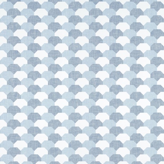 Thibaut T27010 Natural Resource 3 Hidden Hills Navy and White - tapeta z lnianej siatki w geometryczny wzór