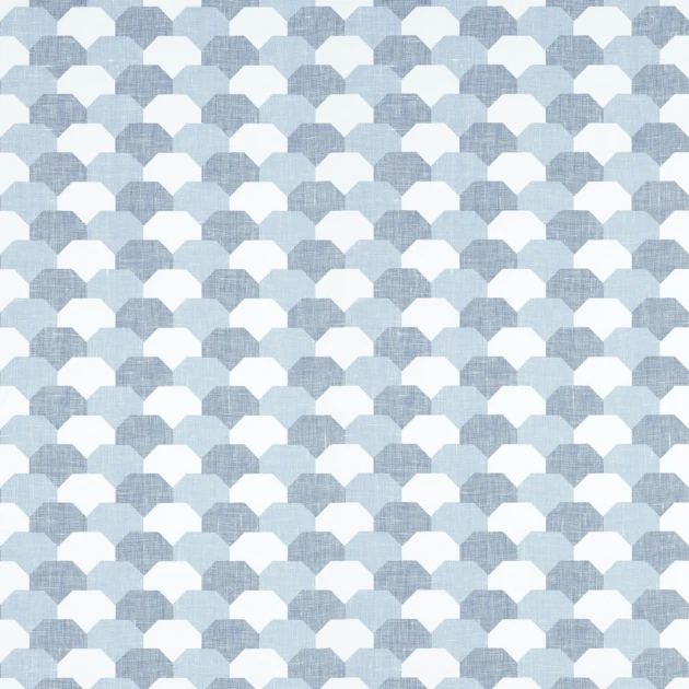 Thibaut T27010 Natural Resource 3 Hidden Hills Navy and White - tapeta z lnianej siatki w geometryczny wzór