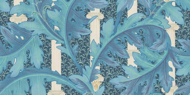 Tecnografica 81185-2A Old London Acanthos Blue A - mural w liście i kolumny