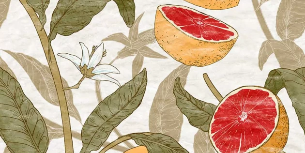 Tecnografica 76724-1 Old London Citrus Cocoa - mural w cytrusy