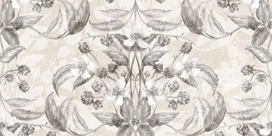 Tecnografica 76749-3 Old London Rubus Noir - mural w kwiaty i owoce w kalejdoskopowym układzie