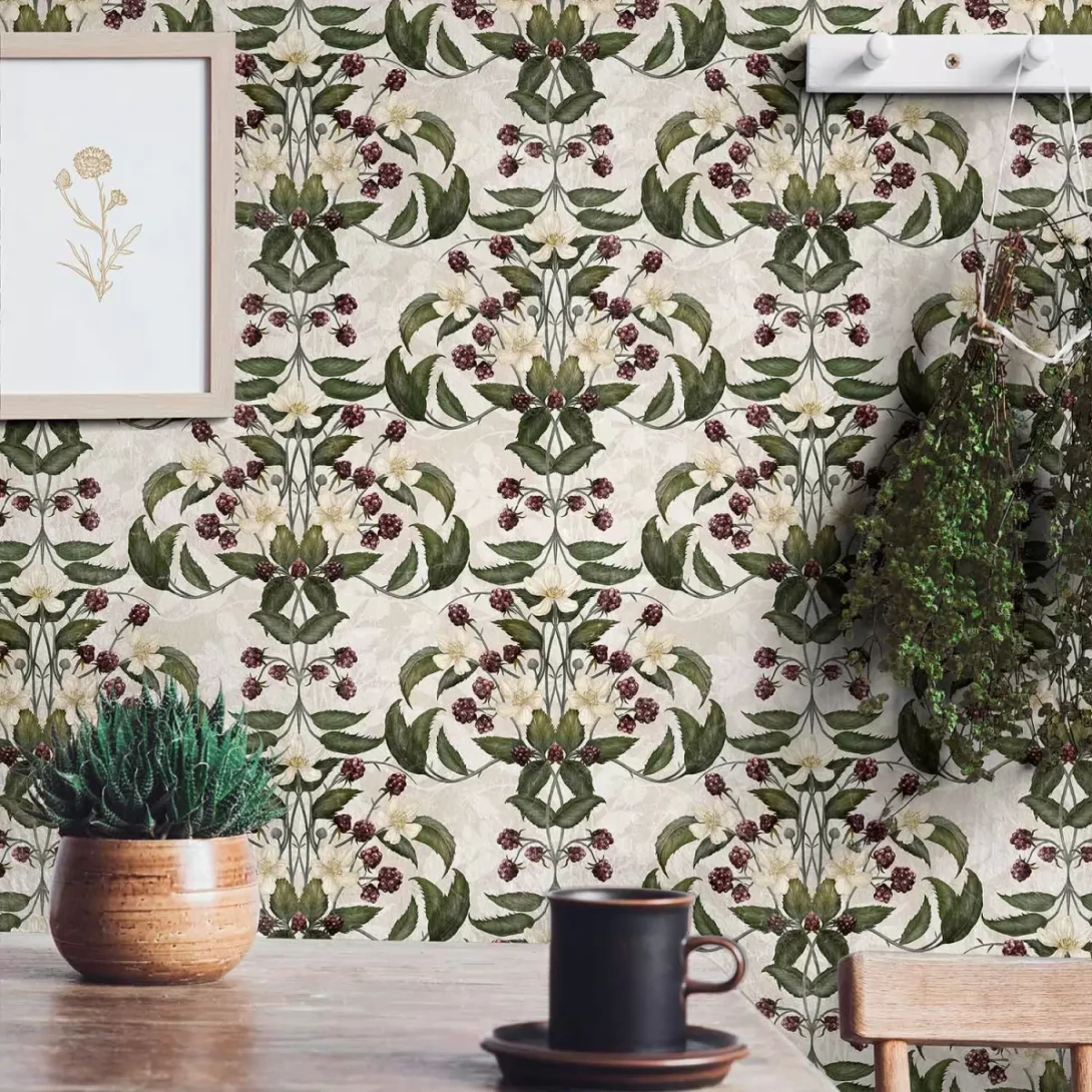 Tecnografica 76749-5 Old London Rubus Versailles - mural w kwiaty i owoce w kalejdoskopowym układzie