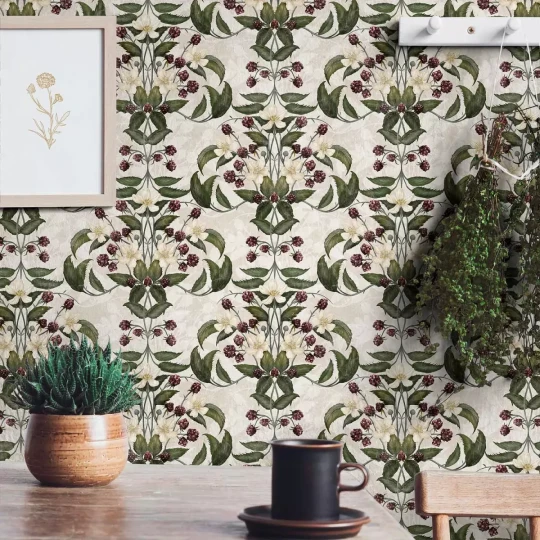 Tecnografica 76749-5 Old London Rubus Versailles - mural w kwiaty i owoce w kalejdoskopowym układzie