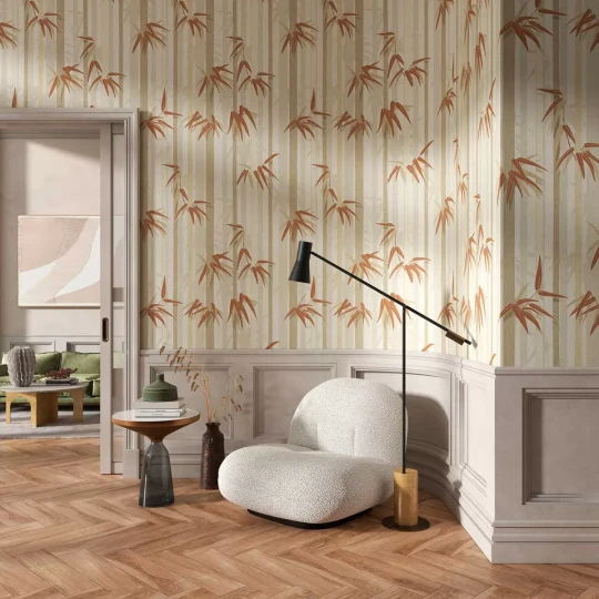 Tecnografica 82952-3 Old London Sagano Red - mural w las bambusowy