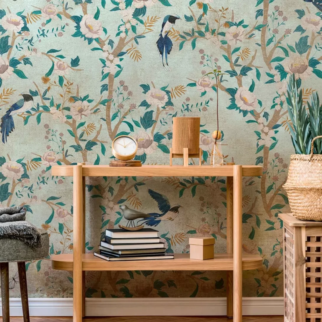 Tecnografica 76880-3 Old London Sonet Nuit - mural w ptaki, kwiaty i liście