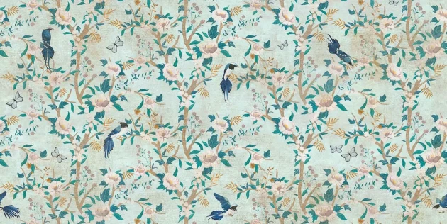 Tecnografica 76880-2 Old London Sonet Sucre - mural w ptaki, kwiaty i liście