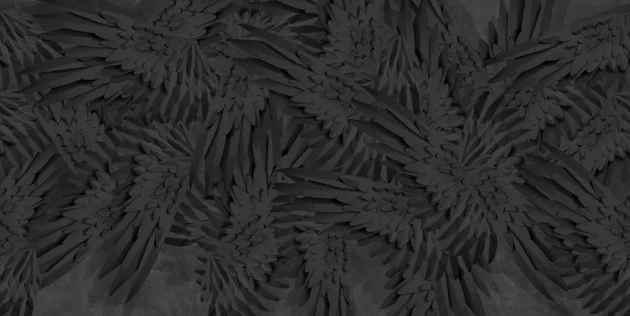 Tecnografica 74974-3 Wild Essence Hermes Total Black - mural w liście 3D