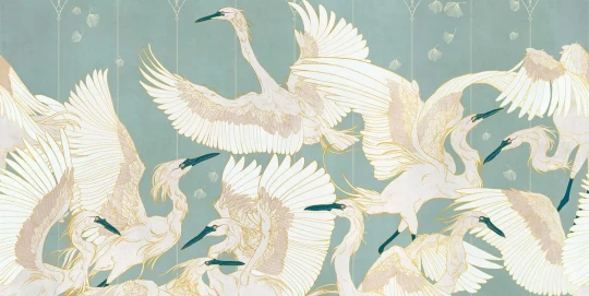 Tecnografica 71360-3 Wild Essence La Danse Green - mural w żurawie