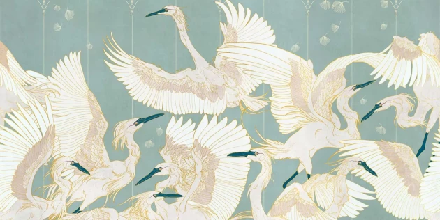 Tecnografica 71360-3 Wild Essence La Danse Green - mural w żurawie