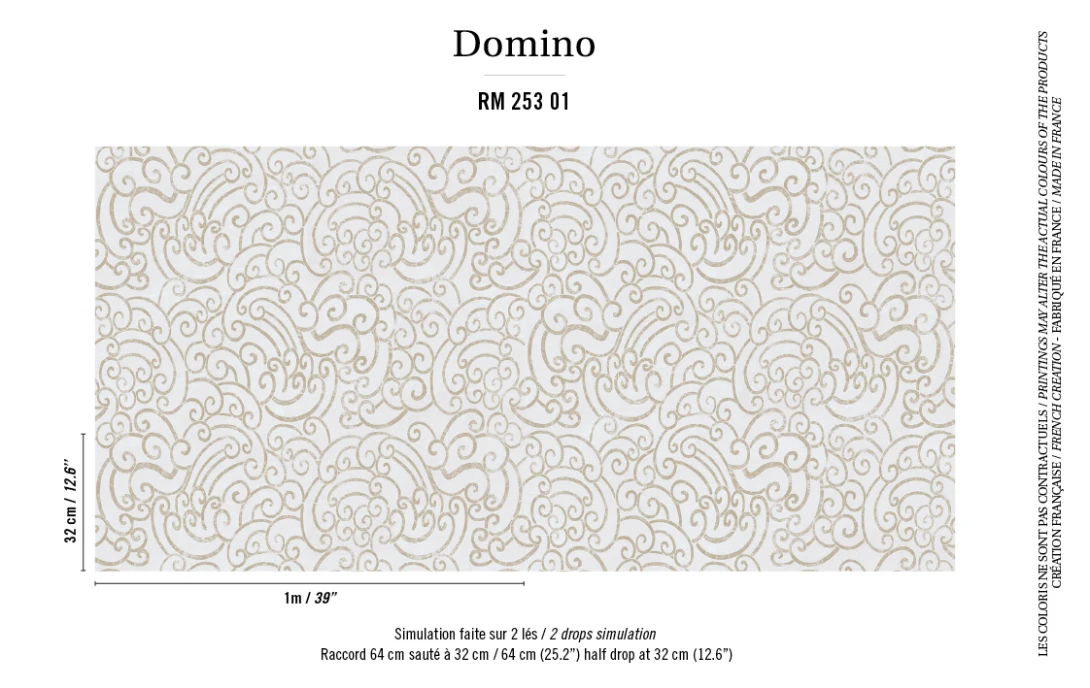Elitis RM 253 01 Domino Volutes – tapeta w dekoracyjne zawijasy