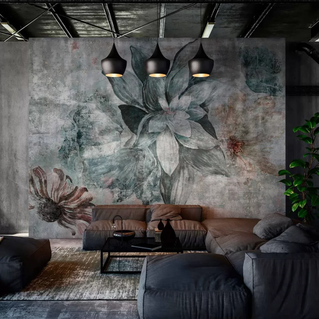 Tecnografica 66951-1 Modern Affresco Avalon - mural w kwiaty na tle imitującym beton