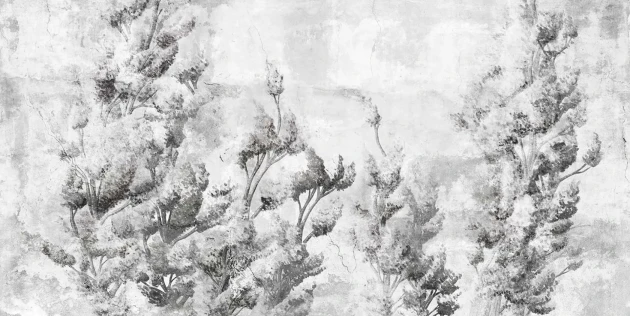 Tecnografica 66953-2 Modern Affresco Somerset Hiver - mural w rośliny na tle imitującym beton